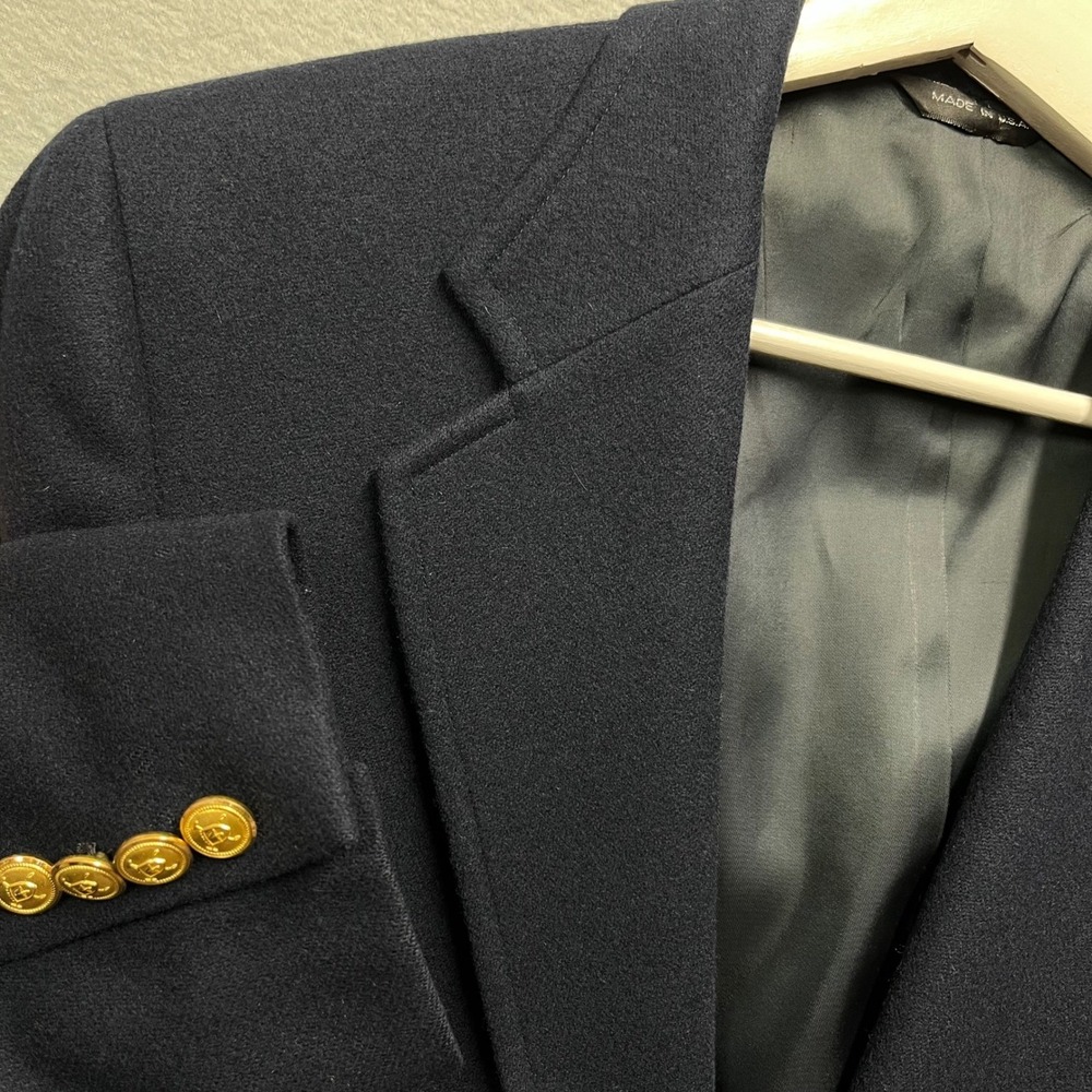 VTG Polo University Club Ralph Lauren Blazer Mens 38R Navy Wool USA Gold Buttons
